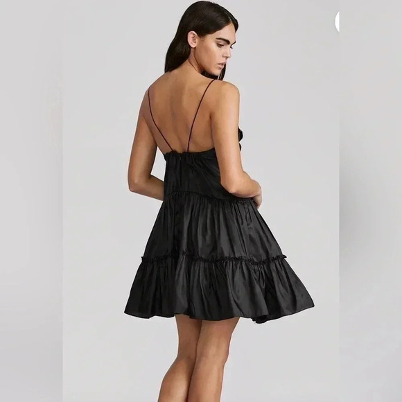 Zac Posen FLORAL APPLIQUE DRESS Black Mini Dress With Flower, Size 2 Brand New - Picture 3 of 12